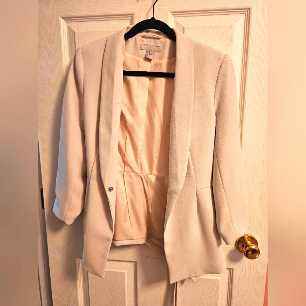 H&M Nude Tan Camel Beige Blazer with tie